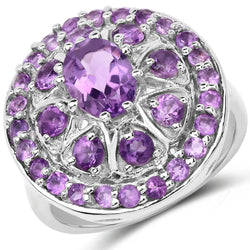 2.67 Carat Genuine Amethyst .925 Sterling Silver Ring