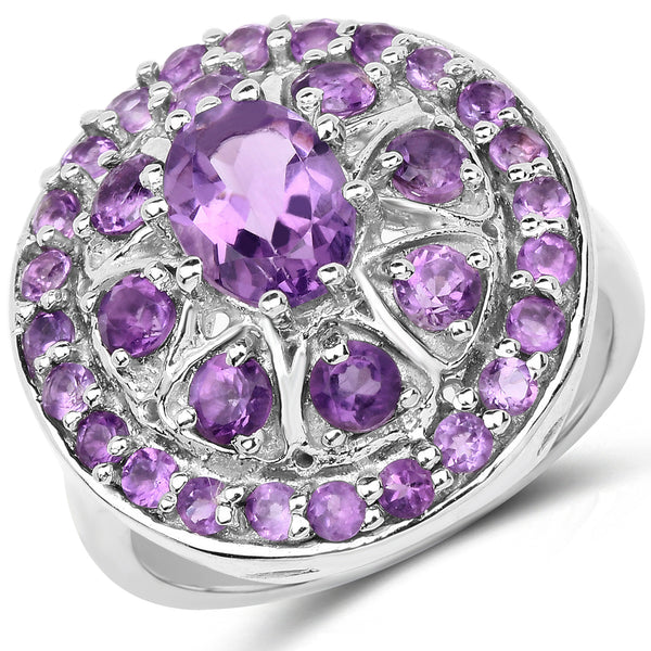 2.67 Carat Genuine Amethyst .925 Sterling Silver Ring