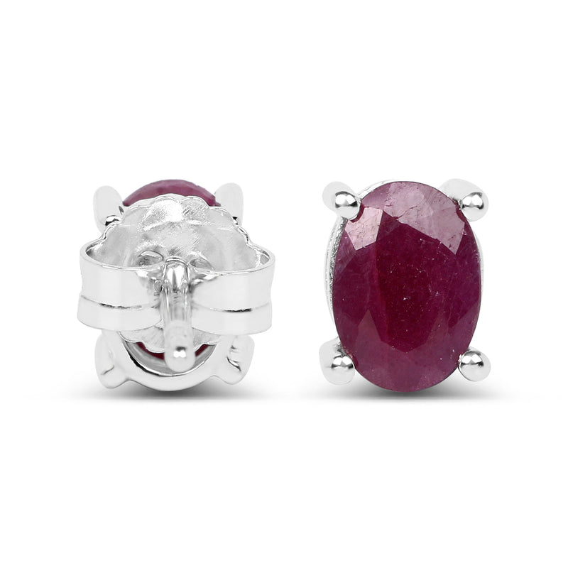 2.00 Carat Genuine Ruby .925 Sterling Silver Earrings