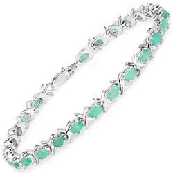 5.00 Carat Genuine Emerald .925 Sterling Silver Bracelet