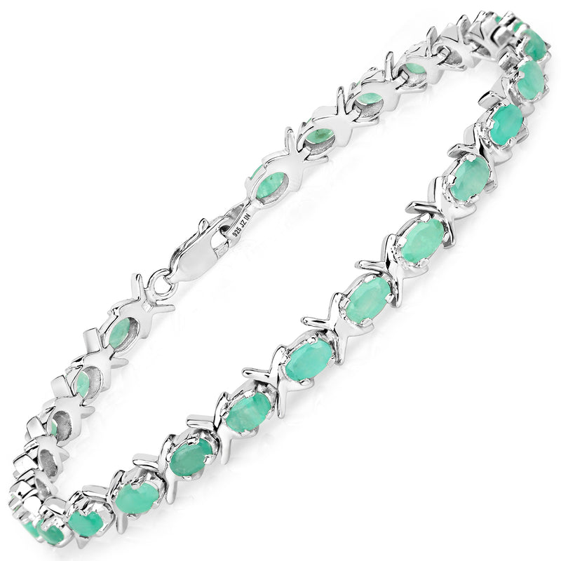 5.00 Carat Genuine Emerald .925 Sterling Silver Bracelet