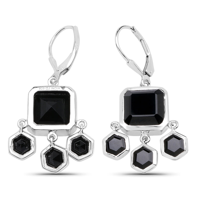 10.44 Carat Genuine Black Onyx .925 Sterling Silver Earrings