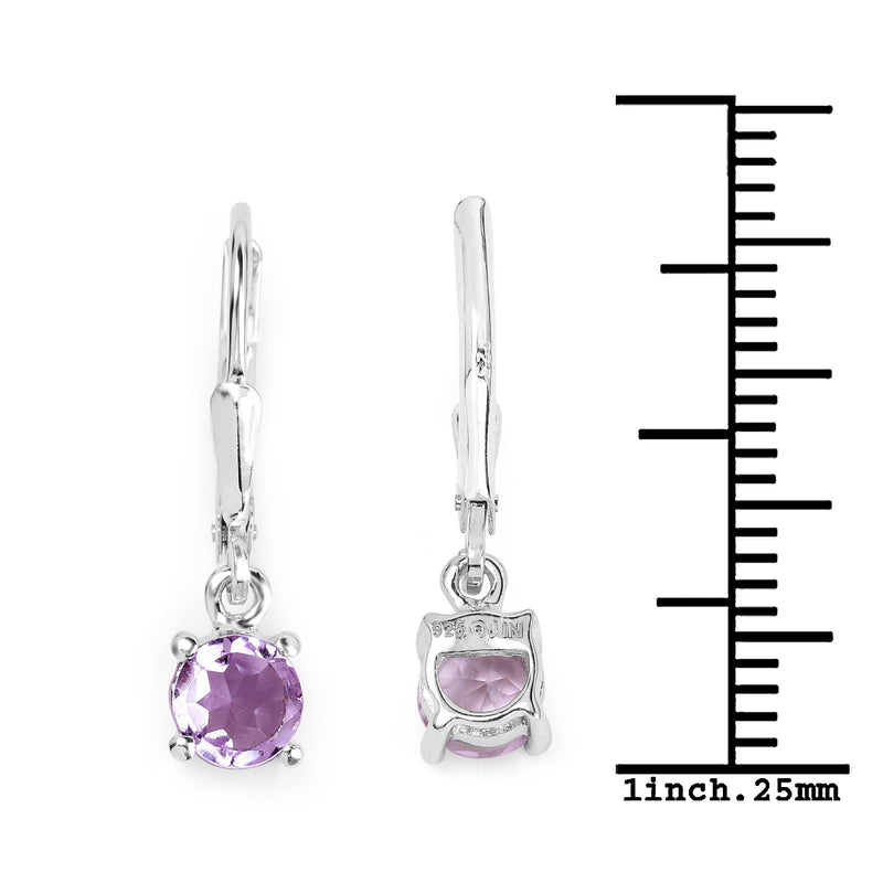 1.00 Carat Genuine Pink Amethyst .925 Sterling Silver Earrings