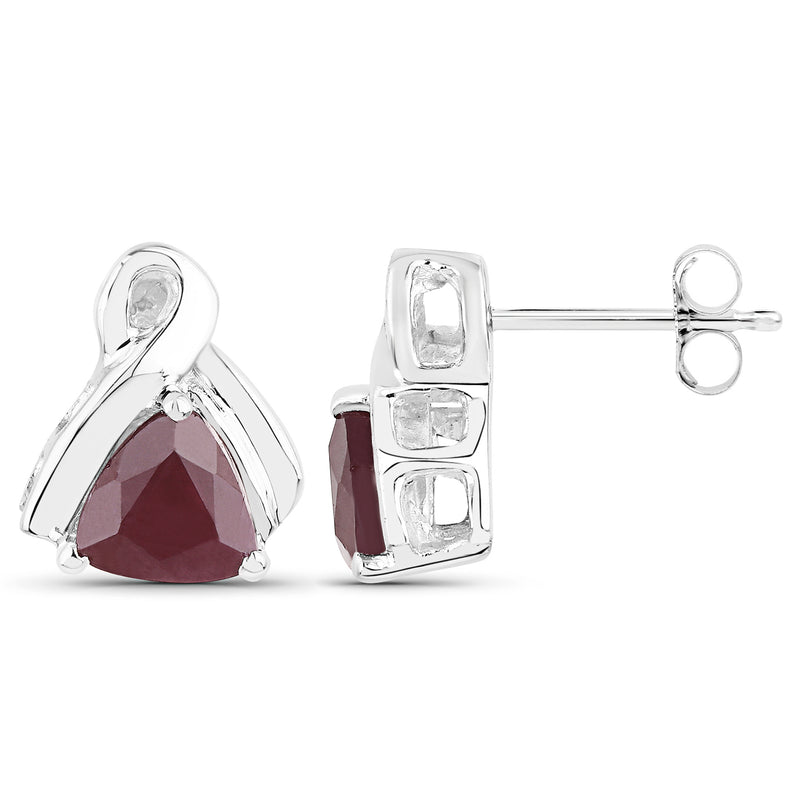 1.60 Carat Genuine Ruby Sterling Silver Earrings