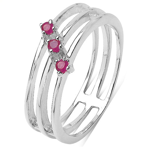 0.11 Carat Genuine Ruby .925 Sterling Silver Ring