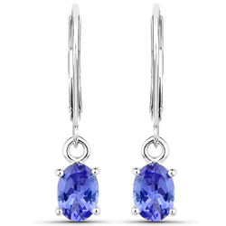 1.50 Carat Genuine Tanzanite 14K White Gold Earrings