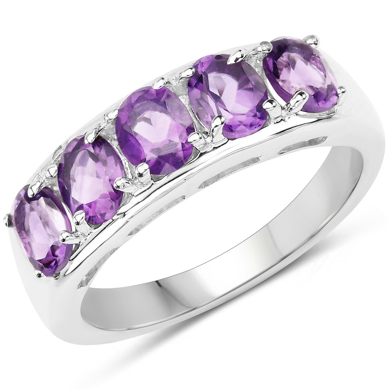 1.70 Carat Genuine  Amethyst .925 Sterling Silver Ring