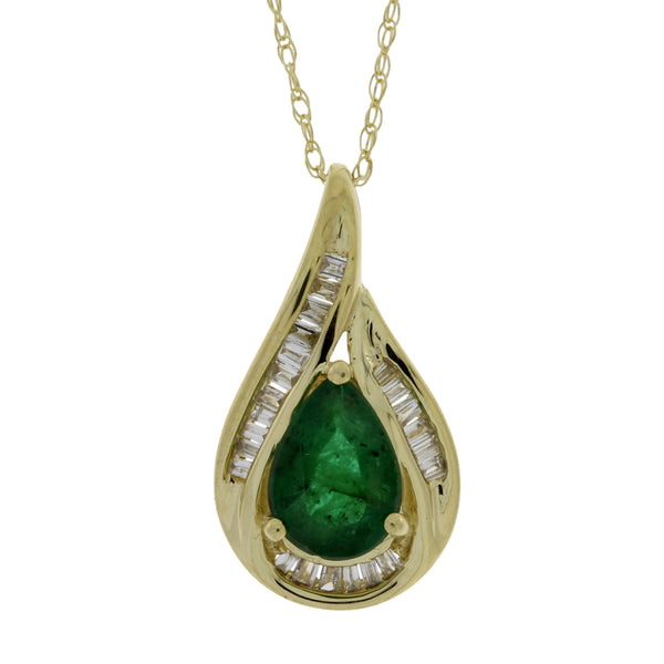 .78ct Emerald Diamond Fashion Pendants 14KT Yellow Gold