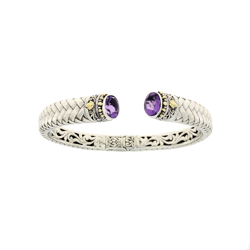 Amethyst Bangle Bracelet Sterling Silver 18KT Gold