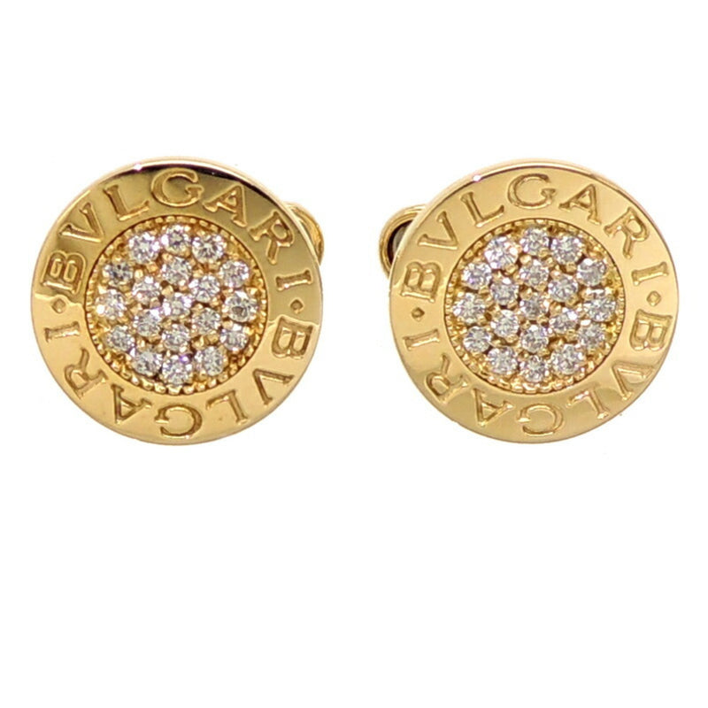 Bvlgari 750YG BB Pave Diamond Men's Cufflinks 750 Yellow Gold