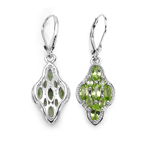 3.30 Carat Genuine Peridot .925 Sterling Silver Earrings