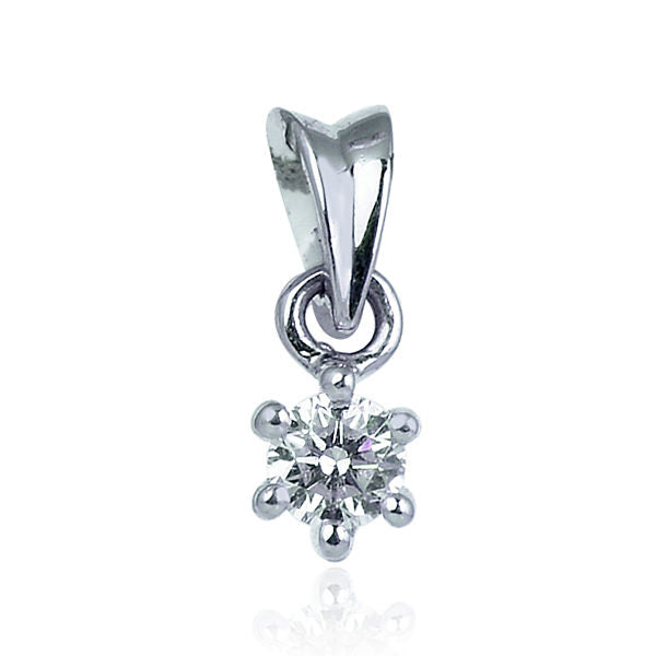 Diamond 18k Solid White Gold Charm Pendant Girls Jewelry