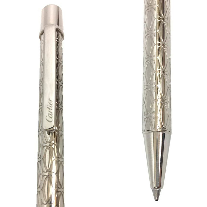 Cartier Must de 2C Ballpoint Pen ST150185 Writing Tool Twist Rotating Ink Silver Mens Womens