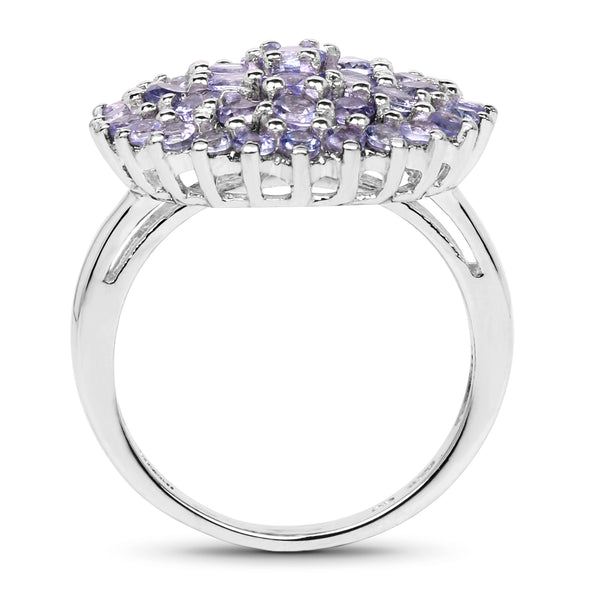 2.52 Carat Genuine Tanzanite .925 Sterling Silver Ring