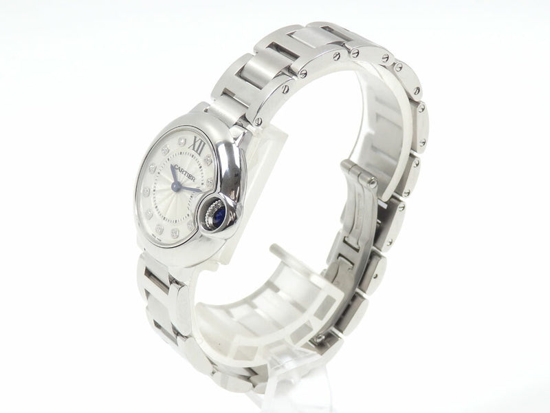 Cartier Watch Baron Blue de Ladies Quartz SS Diamond WE902073 Battery Operated