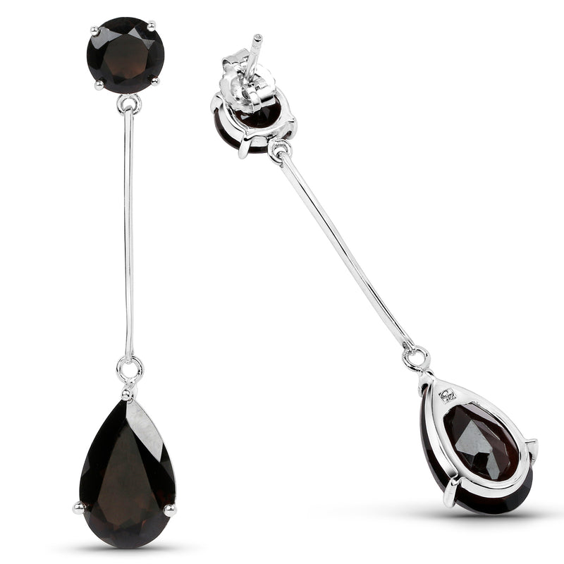 12.06 Carat Genuine Smoky Quartz .925 Sterling Silver Earrings