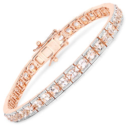 14K Rose Gold Plated 6.00 Carat Genuine Morganite .925 Sterling Silver Bracelet