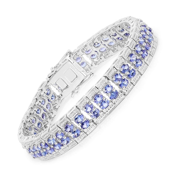 12.92 Carat Genuine Tanzanite .925 Sterling Silver Bracelet