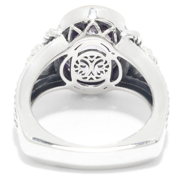 925 Sterling Silver Women Solitaire Ring Pink Amethyst