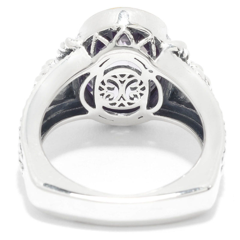 925 Sterling Silver Women Solitaire Ring Pink Amethyst