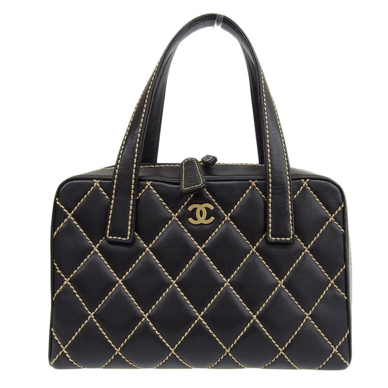 Chanel Wild Stitch Handbag Womens Leather Handbag Black