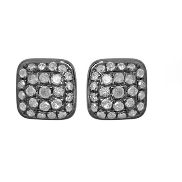 18kt Gold 0.28ct Pave Diamond Stud Earrings .925 Sterling Silver Women Jewelry