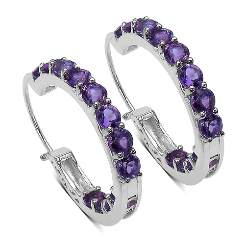 3.60 Carat Genuine Amethyst Sterling Silver Earrings