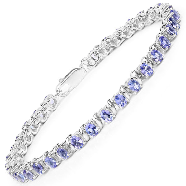 6.46 Carat Genuine Tanzanite .925 Sterling Silver Bracelet