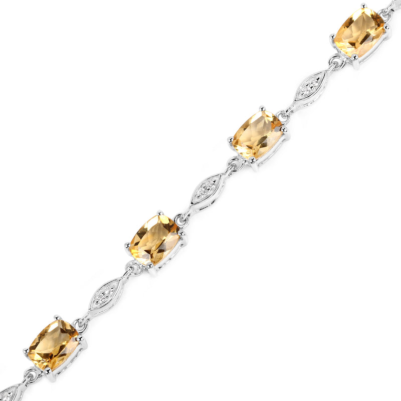 6.21 Carat Genuine Citrine and White Topaz .925 Sterling Silver Bracelet