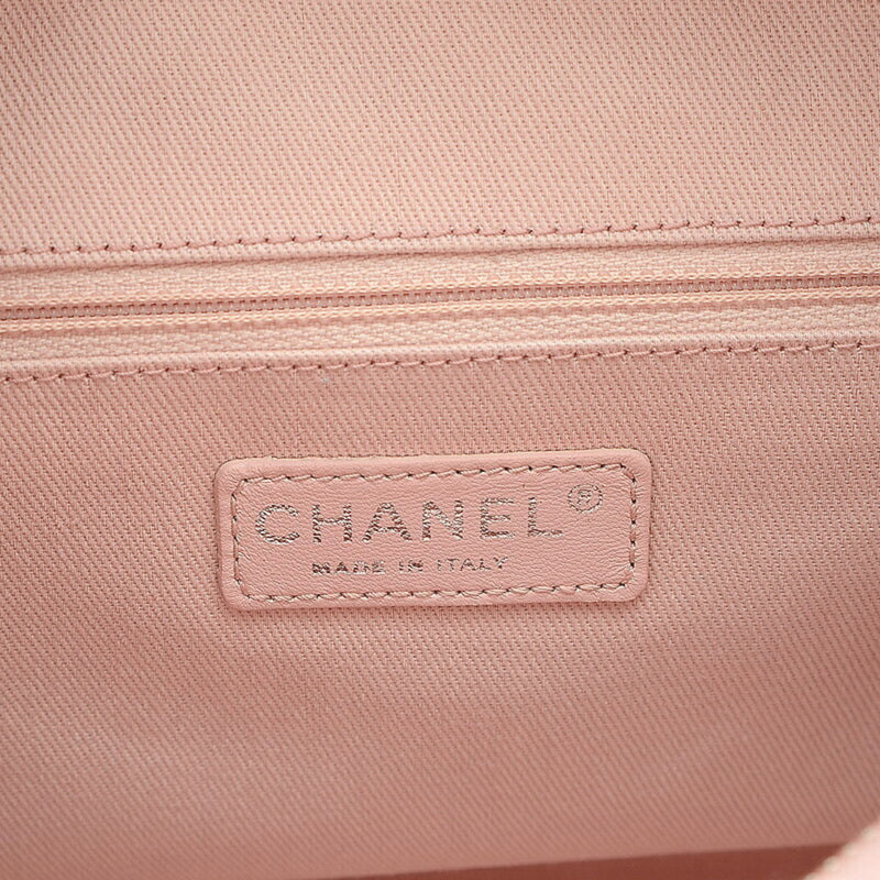Chanel Deauville Bowling Bag Canvas Calf Pink A92749 Shoulder