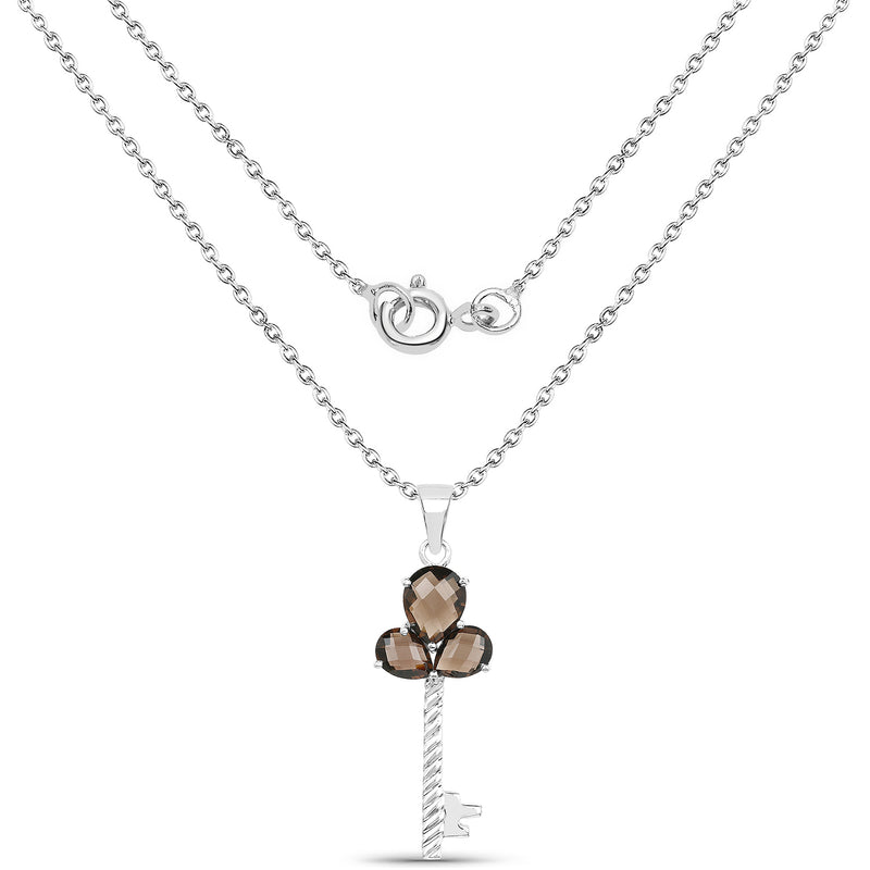 4.45 Carat Genuine Smoky Quartz .925 Sterling Silver Pendant