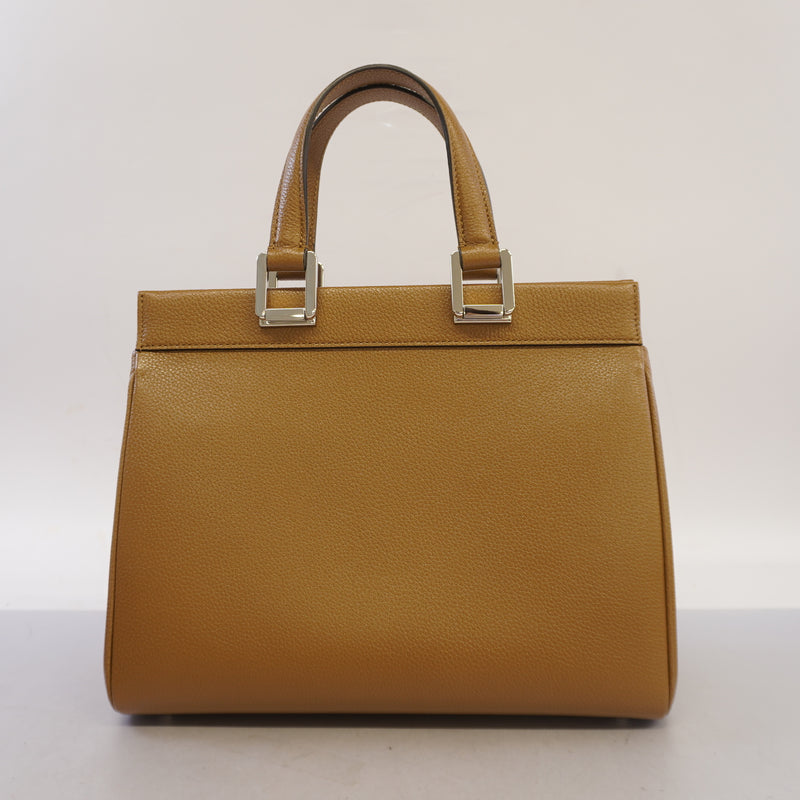 Auth Gucci 569712 Womens Leather Handbag Brown
