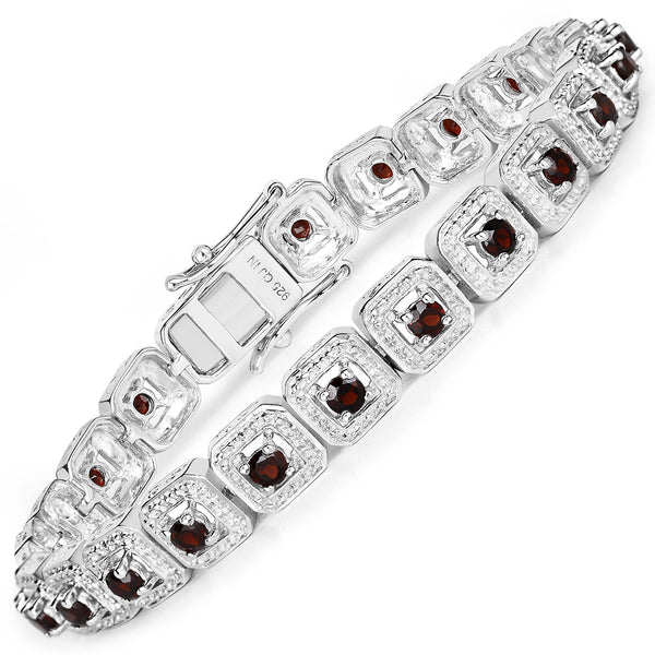 2.88 Carat Genuine Garnet .925 Sterling Silver Bracelet