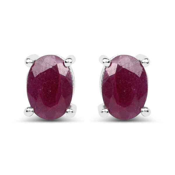 2.00 Carat Genuine Ruby .925 Sterling Silver Earrings