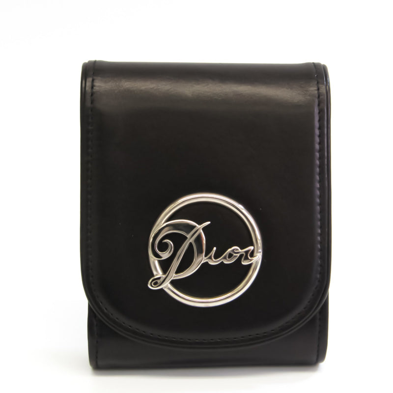 Christian Dior Belt Pouch Unisex Leather Pouch Black