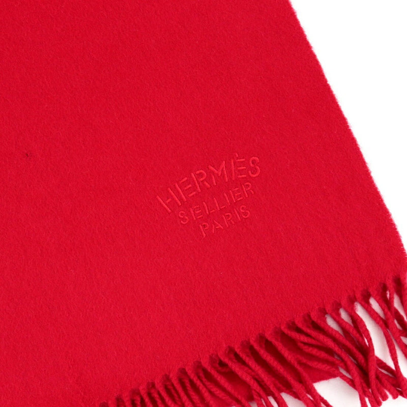 Hermes embroidery cashmere scarf ladies red stole