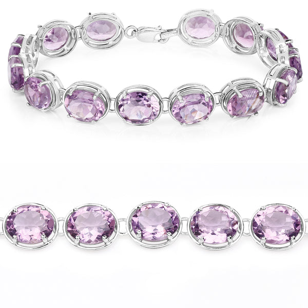 30.10 Carat Genuine Amethyst .925 Sterling Silver Bracelet