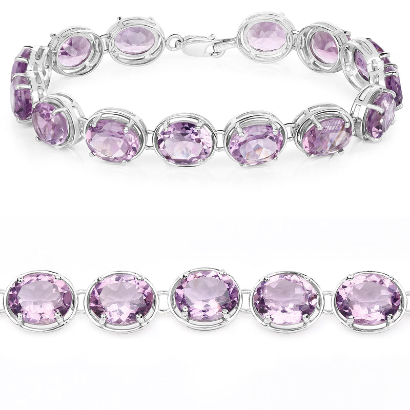 30.10 Carat Genuine Amethyst .925 Sterling Silver Bracelet