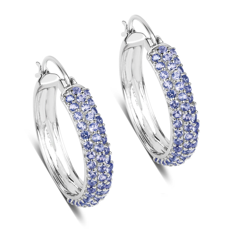 3.06 Carat Genuine Tanzanite .925 Sterling Silver Earrings