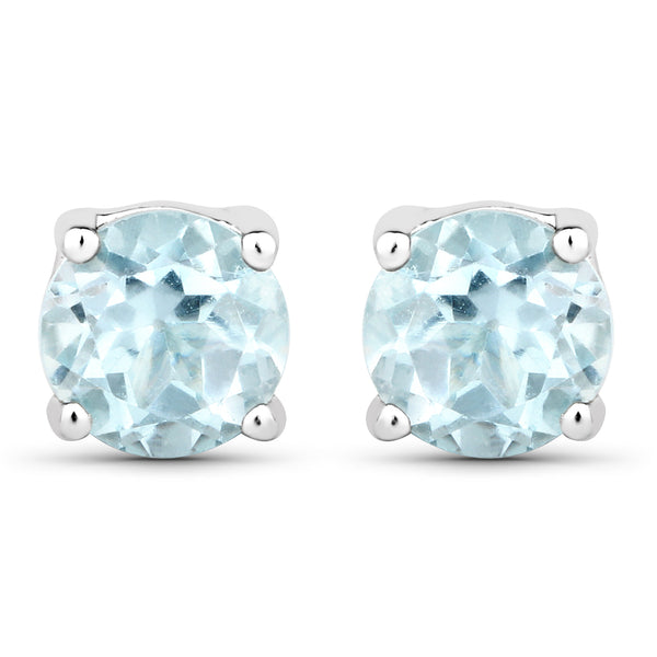 1.20 Carat Genuine Blue Topaz .925 Sterling Silver Earrings