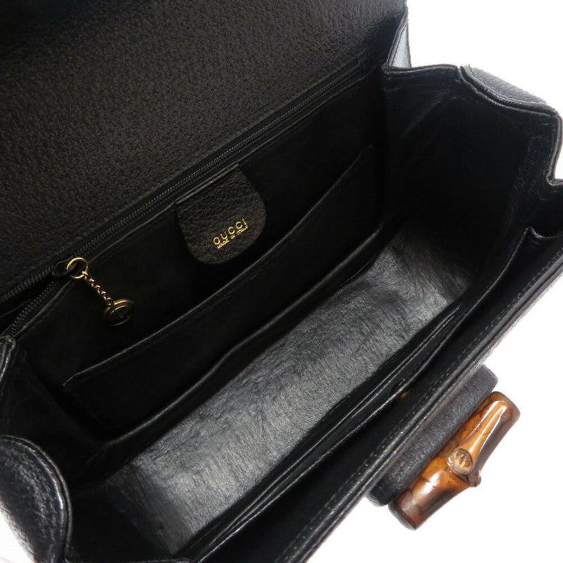 Gucci Bamboo Leather Black Handbag 0361 GUCCI