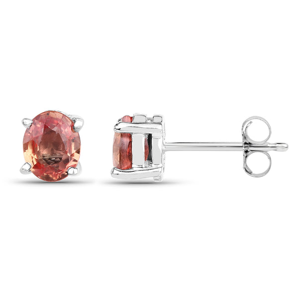 0.76 Carat Genuine Orange Sapphire .925 Sterling Silver Earrings