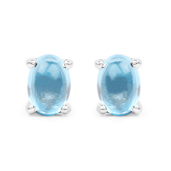 1.02 Carat Genuine Swiss Blue Topaz .925 Sterling Silver Earrings