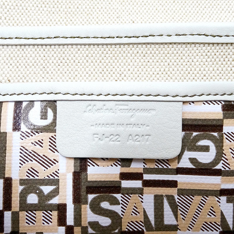 Salvatore Ferragamo PVC Shoulder Bag BeigeWhite