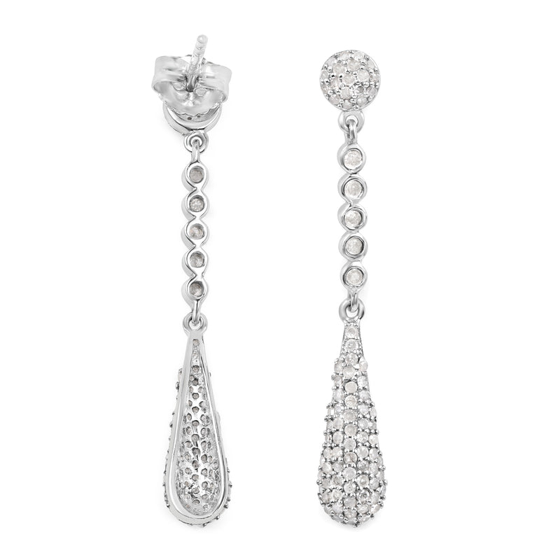 0.97 Carat Genuine White Diamond .925 Sterling Silver Earrings