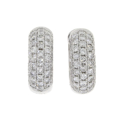 Genuine 1.85ct Diamond Hoop Earrings 14KT White Gold