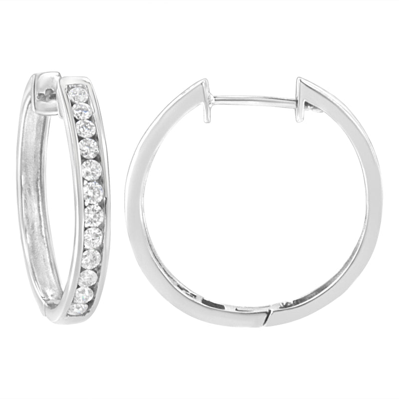 .925 Sterling Silver 7/8 cttw Lab Grown Diamond Hoop Earring (F-G Color, VS2-SI1 Clarity)