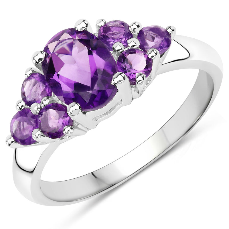 1.75 Carat Genuine Amethyst .925 Sterling Silver Ring