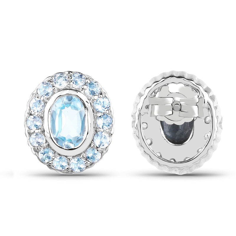 2.91 Carat Genuine Blue Topaz .925 Sterling Silver Earrings