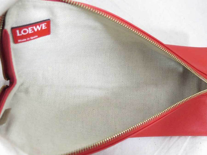Loewe LOEWE Pouch Anagram Red Leather Clutch Bag Second Ladies